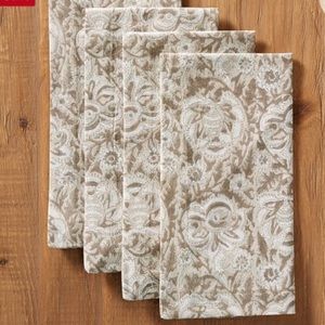 Pottery Barn Block Print Napkin, Set/8 Gray Floral